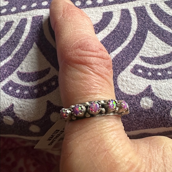 Pink Balloon Opal-Style Eternity Band size 8 - Picture 2 of 3